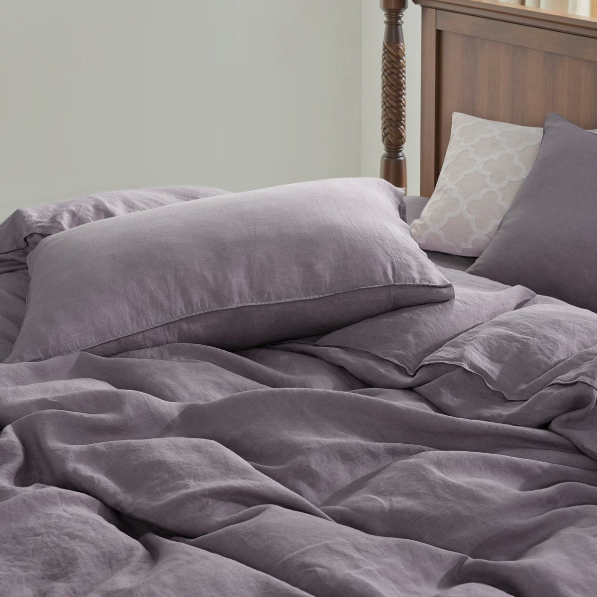 Twilight Lilac Purple 100% Organic Linen Duvet Cover(Only 1 Piece) - Victory Symbol