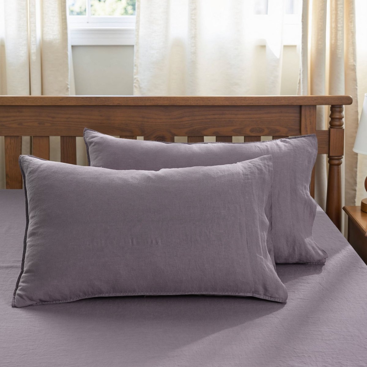 Twilight Lilac Purple 100% Organic Linen Pillowcases - Victory Symbol