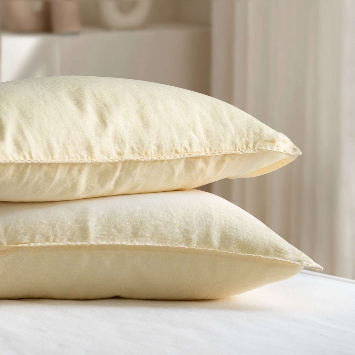 Vanilla Yellow 100% Organic Linen Lumbar Pillowcases - Victory Symbol