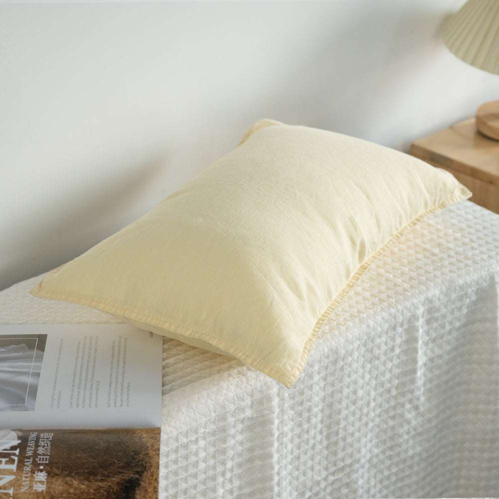 Vanilla Yellow 100% Organic Linen Lumbar Pillowcases - Victory Symbol