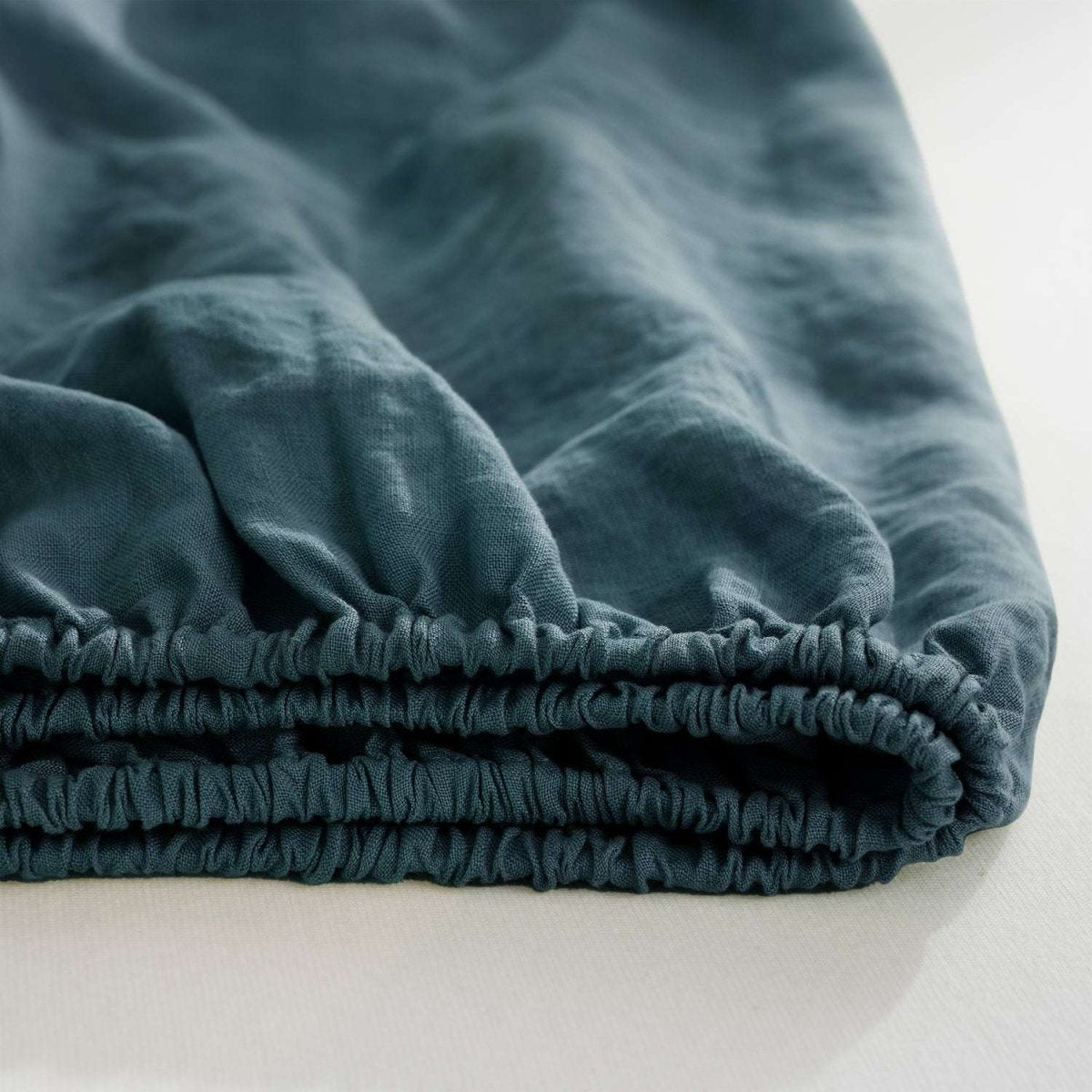 Vintage Blue 100% Organic Linen Fitted Sheet - Victory Symbol