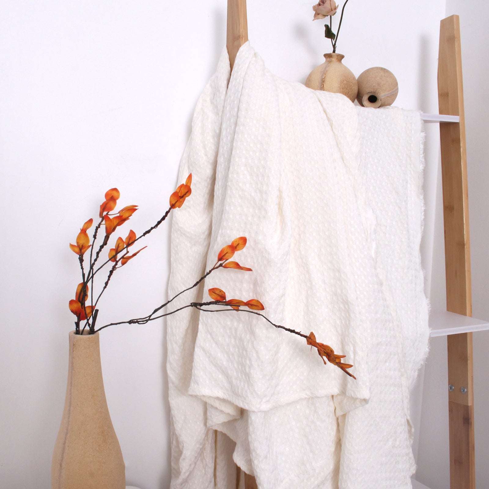 White 100% Organic Bamboo Blanket-Victory Symbol