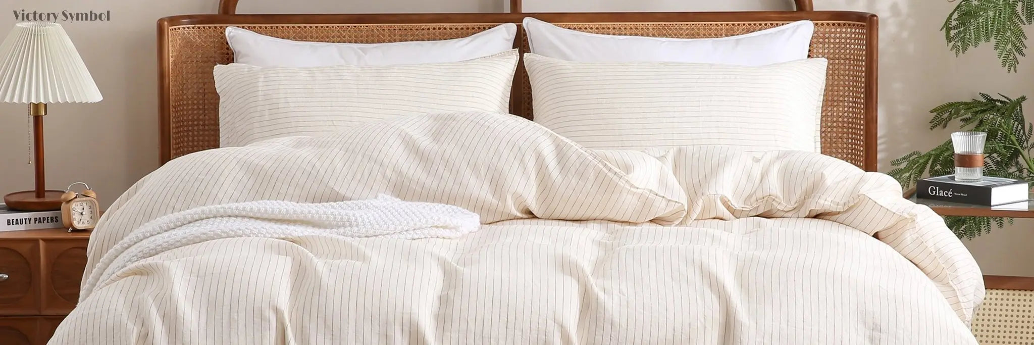 Linen Duvet Cover Set - Victory Symbol