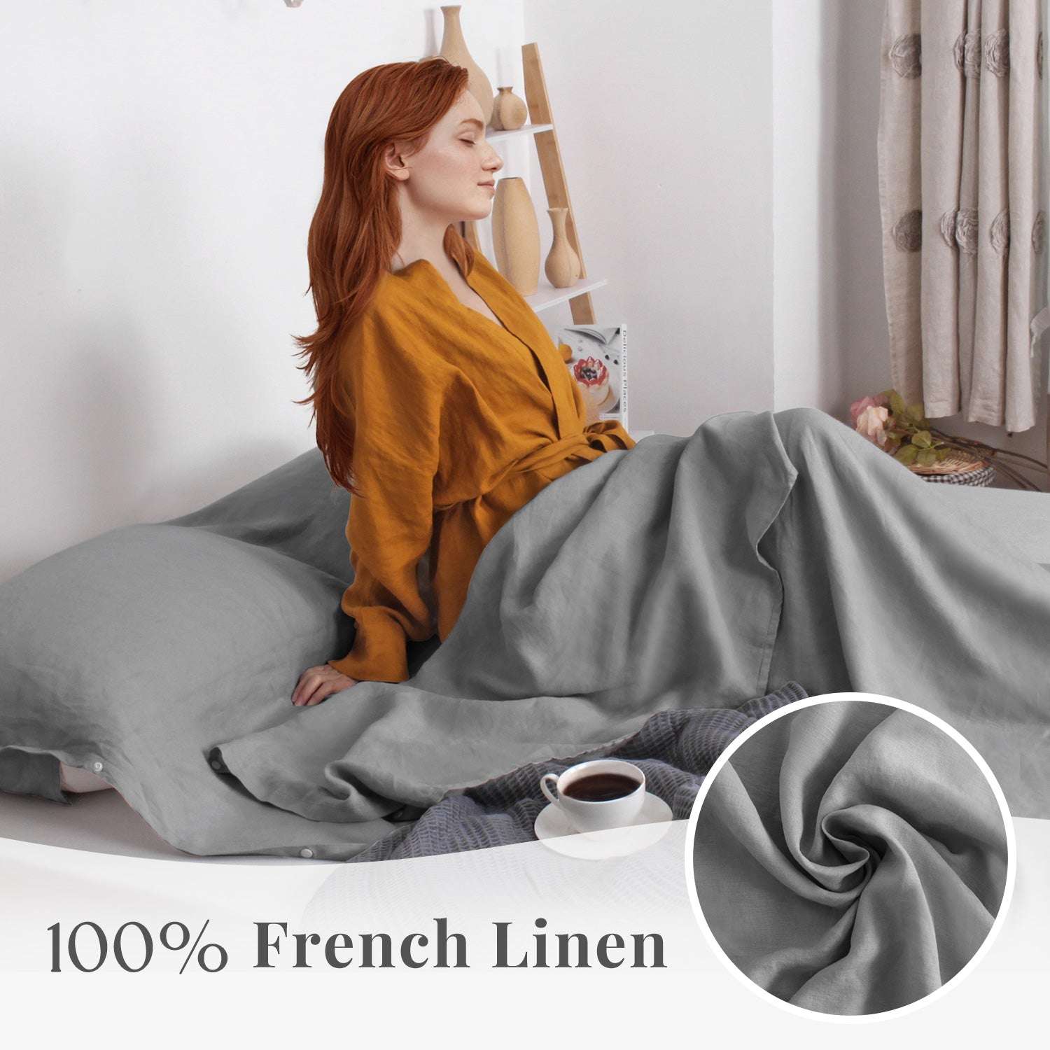 Light Gray 100% Linen Portable Bed Sheet,Sleeping Bag Liner for Hotel and Travel,Sleep Sack Adult-Ultra Lightweight Backpacking with Zipper - Victory Symbol