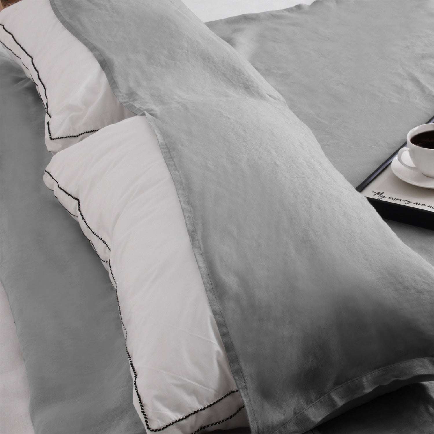 Light Gray 100% Linen Portable Bed Sheet,Sleeping Bag Liner for Hotel and Travel,Sleep Sack Adult-Ultra Lightweight Backpacking with Zipper - Victory Symbol