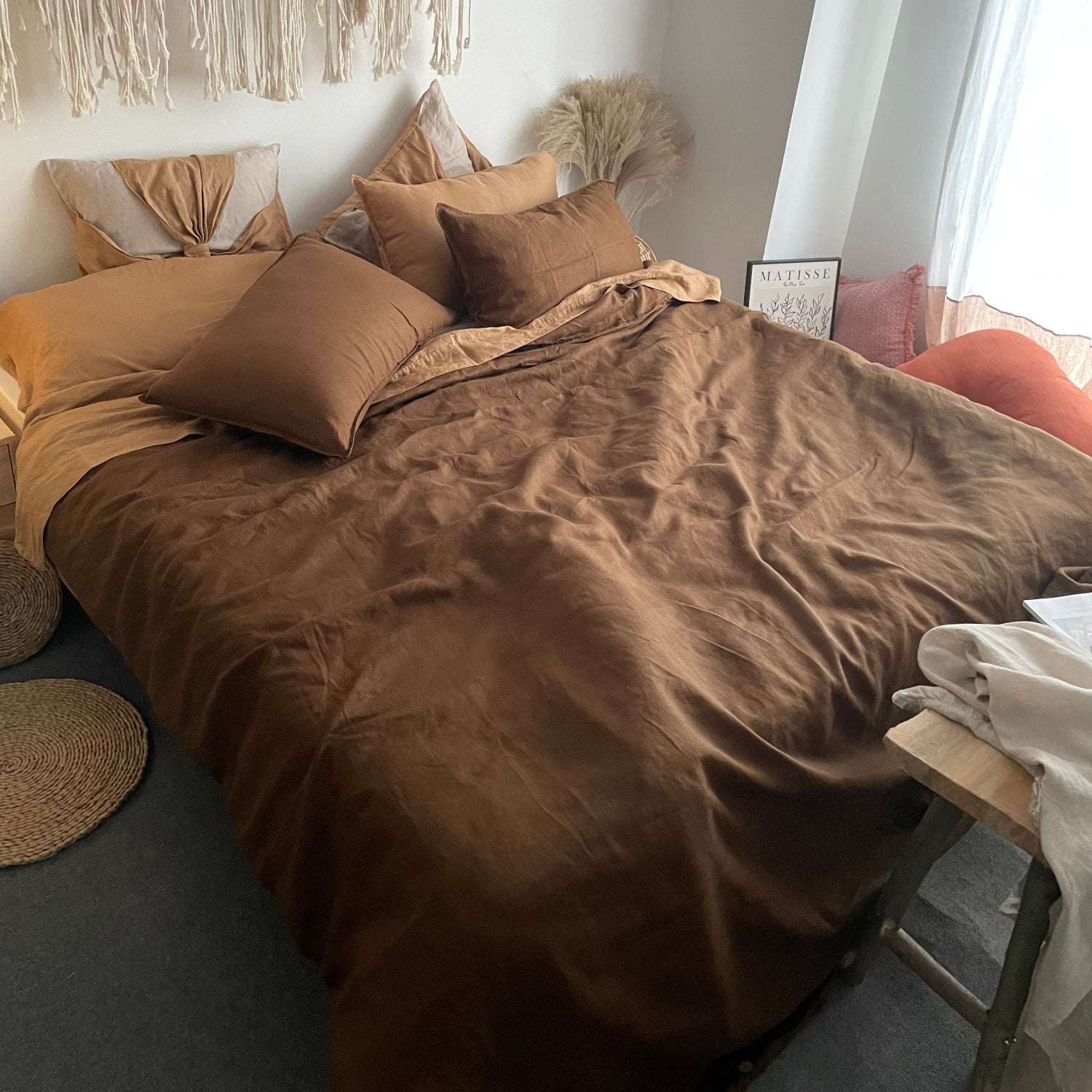 Amber & Mocha 100% Organic Linen Bedding Bundle-victory symbol