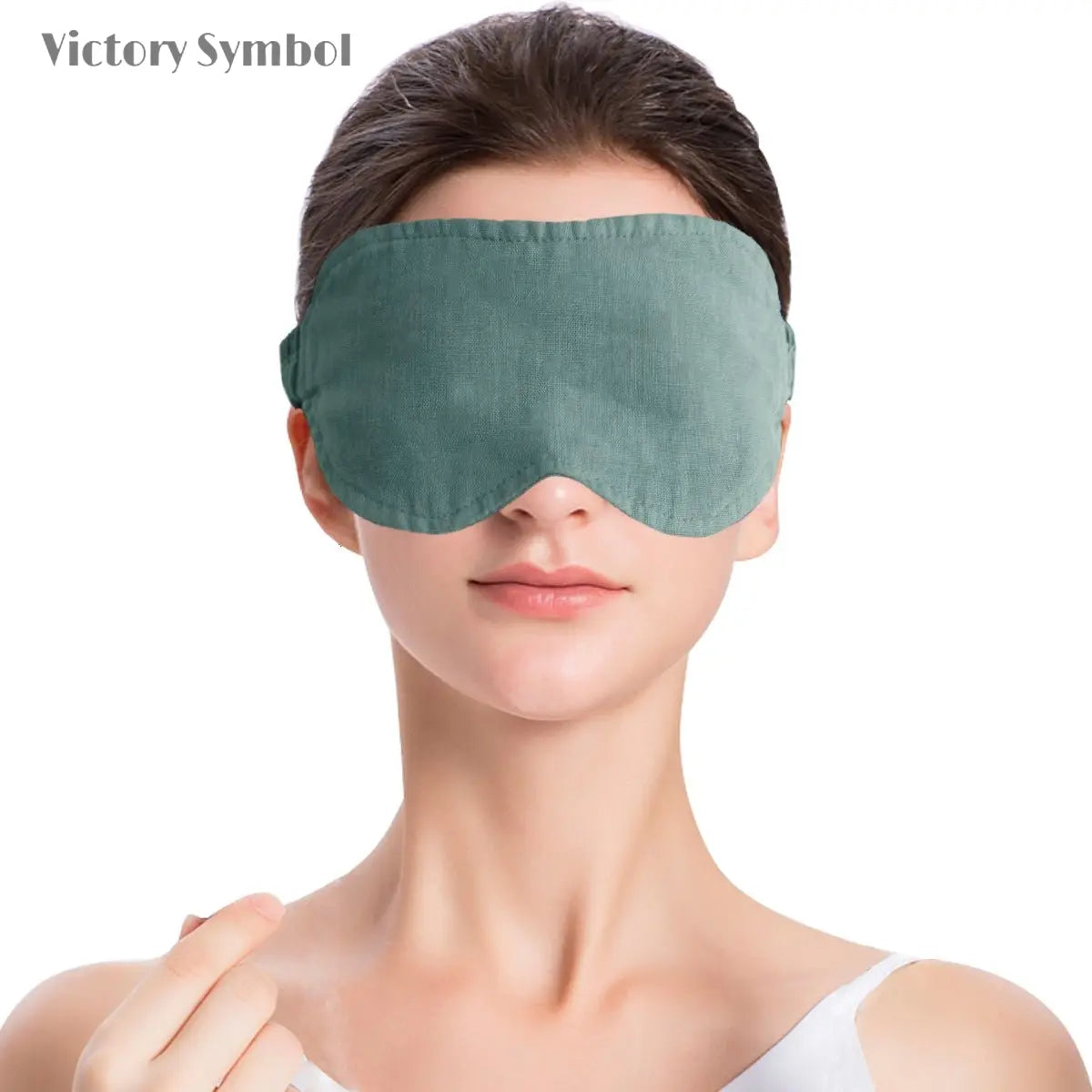 Blue Grey 100% Organic Linen Eye Mask - Victory Symbol