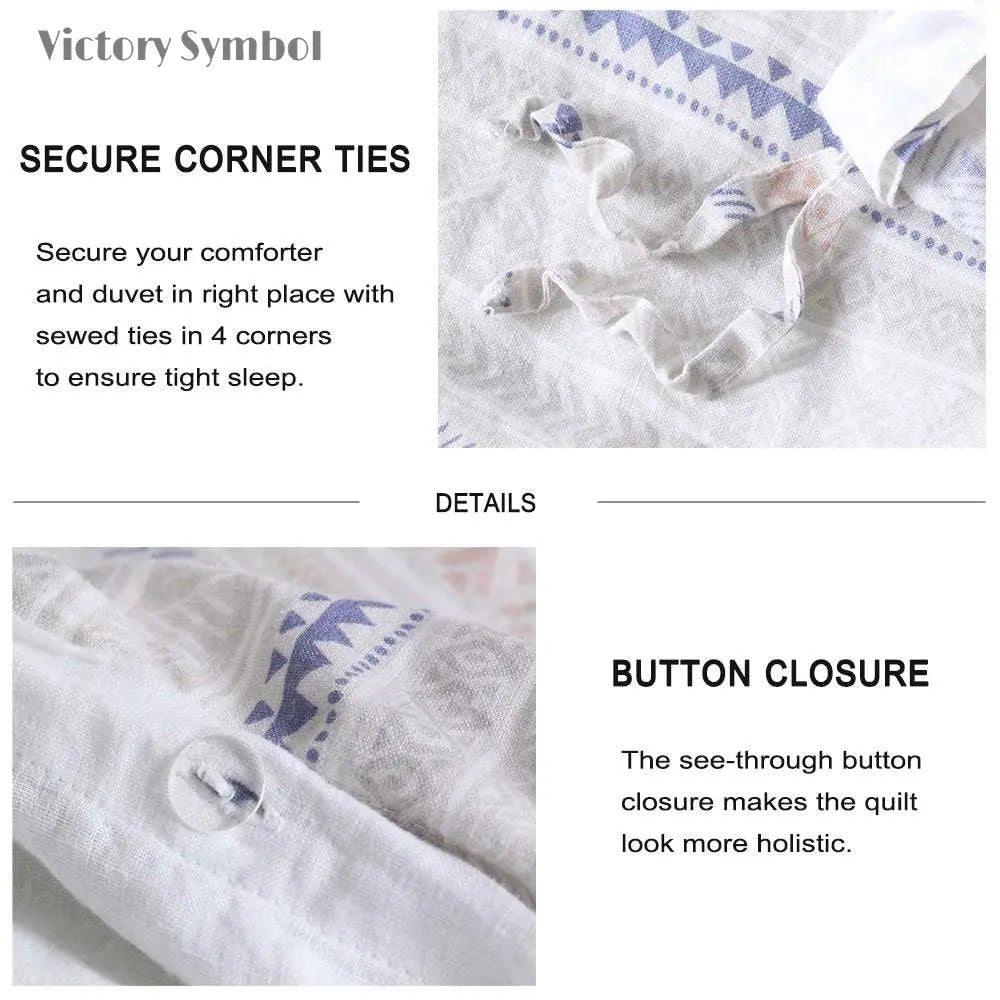 Bohemian 100% Organic Linen Duvet Cover Set-victory symbol