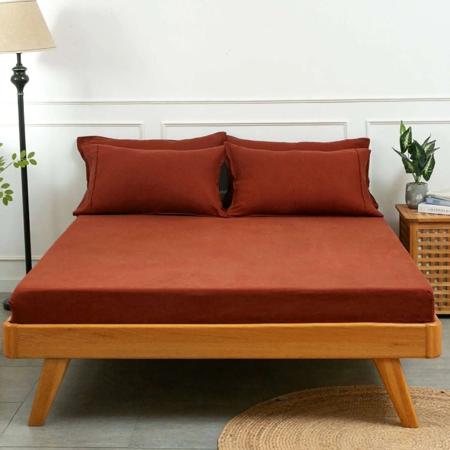 Burgundy 100% Organic Linen Fitted Sheet-victory symbol