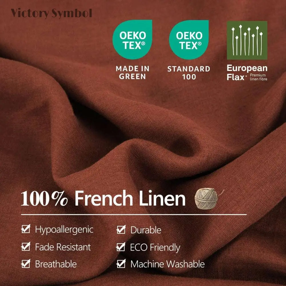 Burgundy 100% Organic Linen Flat Sheet - Victory Symbol