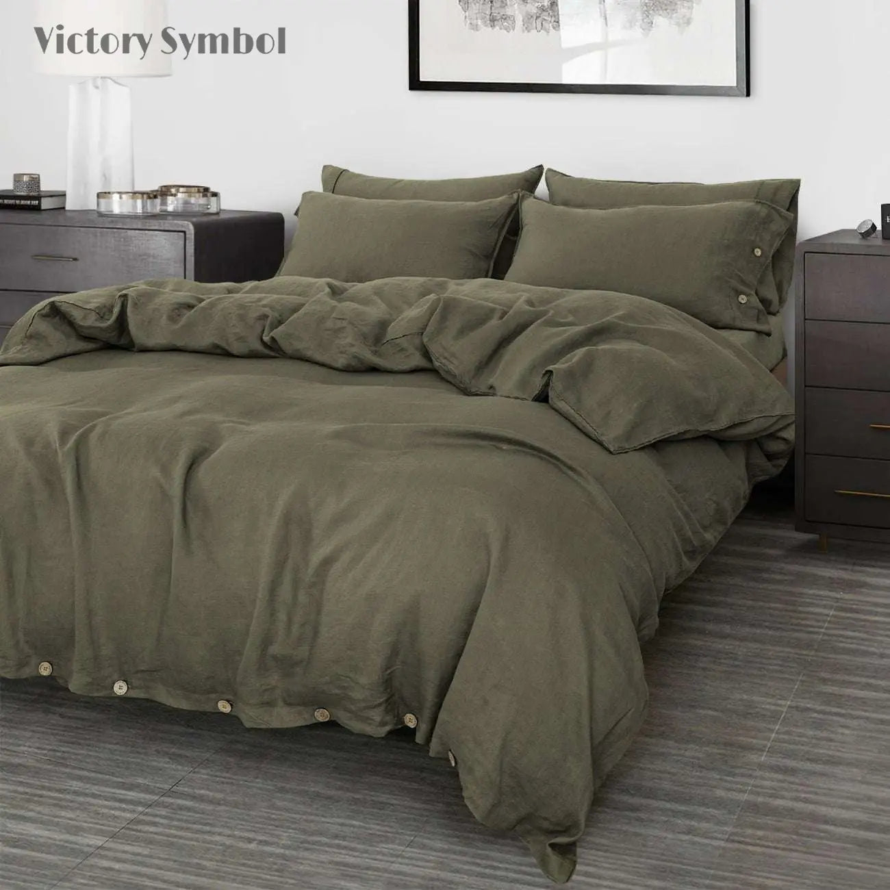 Burnt Olive 100% Organic Linen Duvet Cover (Only 1 Piece).