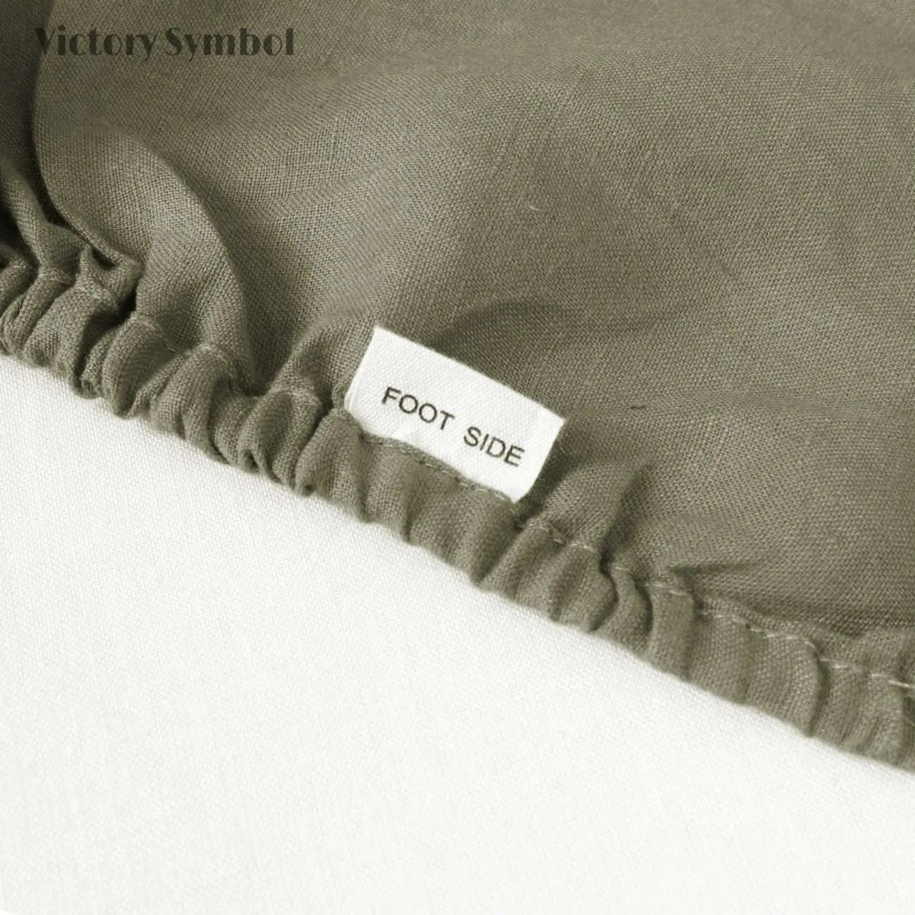 Burnt Olive 100% Organic Linen Fitted Sheet - Victory Symbol