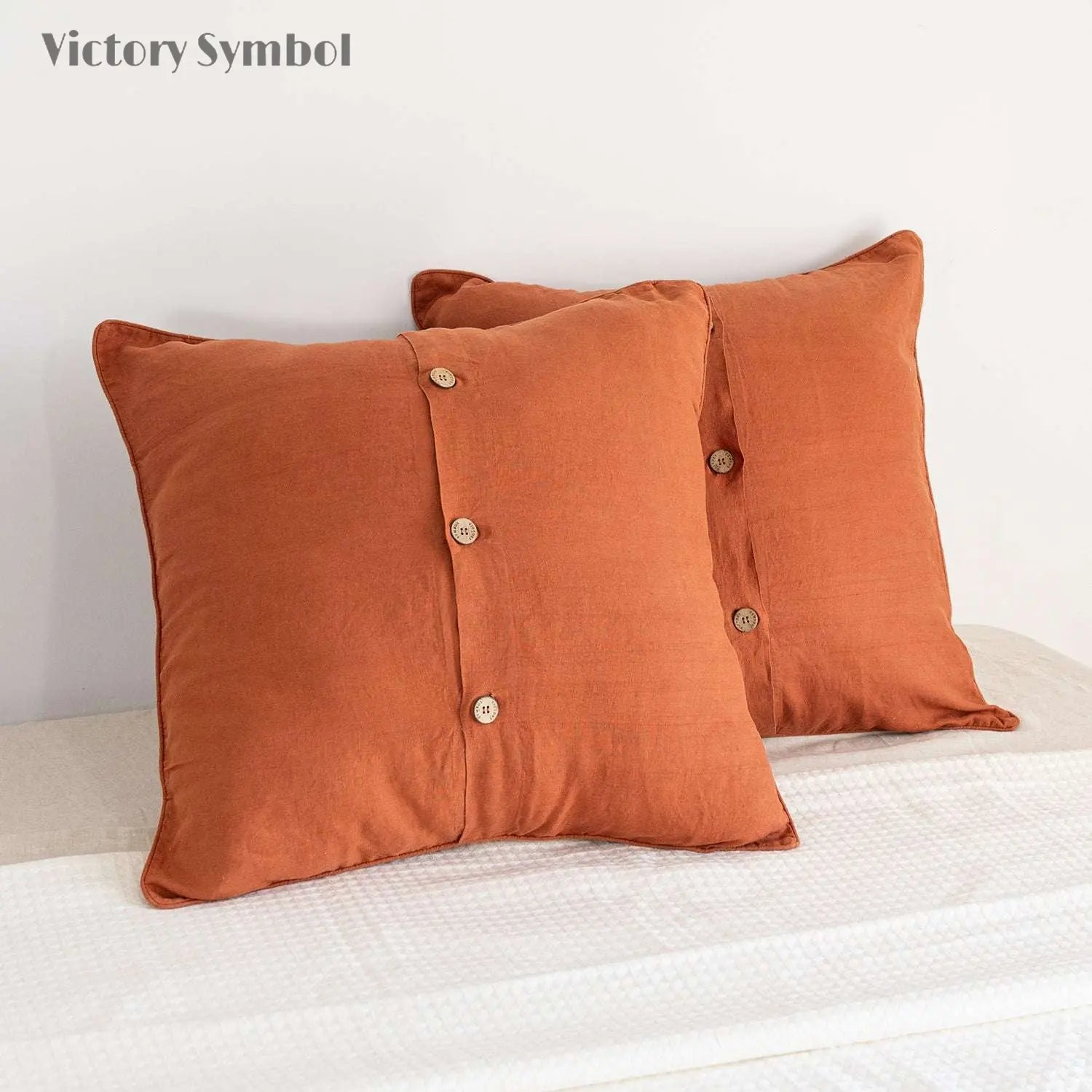 Caramel 100% Organic Linen Euro Pillowcases - Victory Symbol