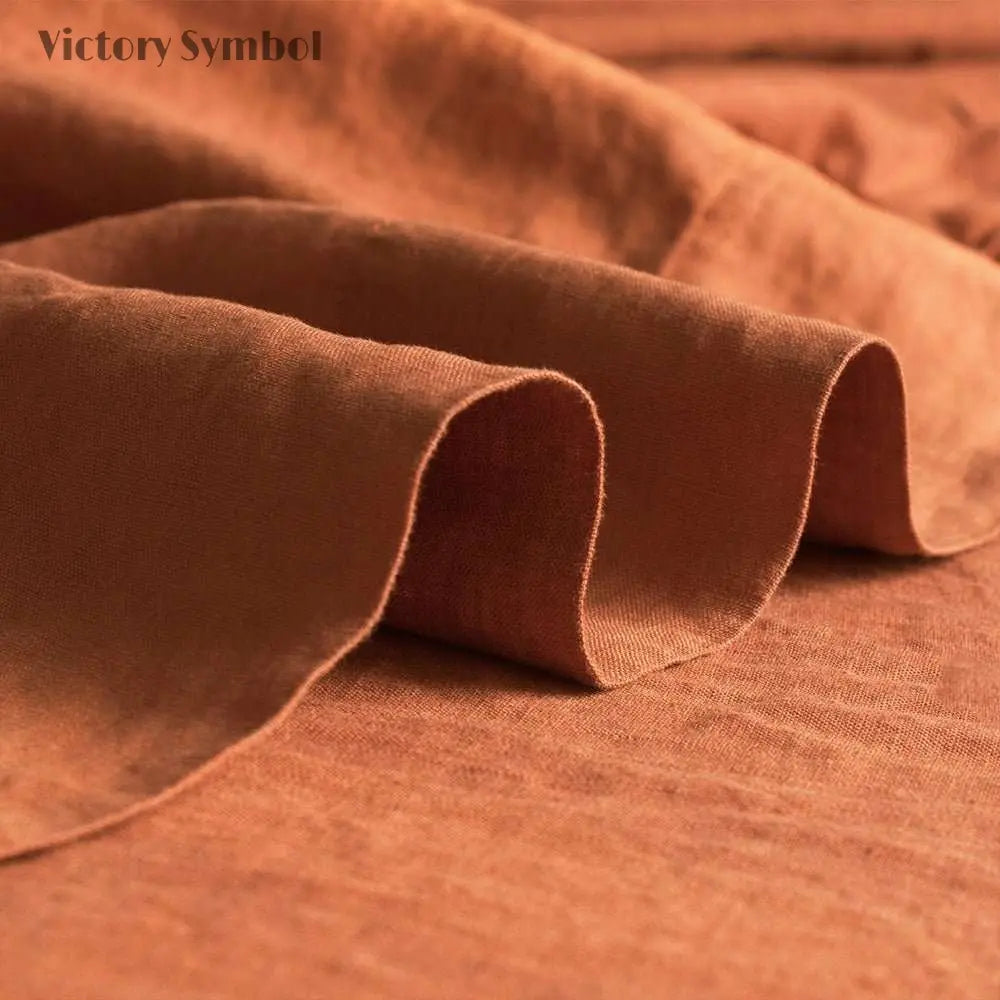 Caramel 100% Organic Linen Flat Sheet - Victory Symbol