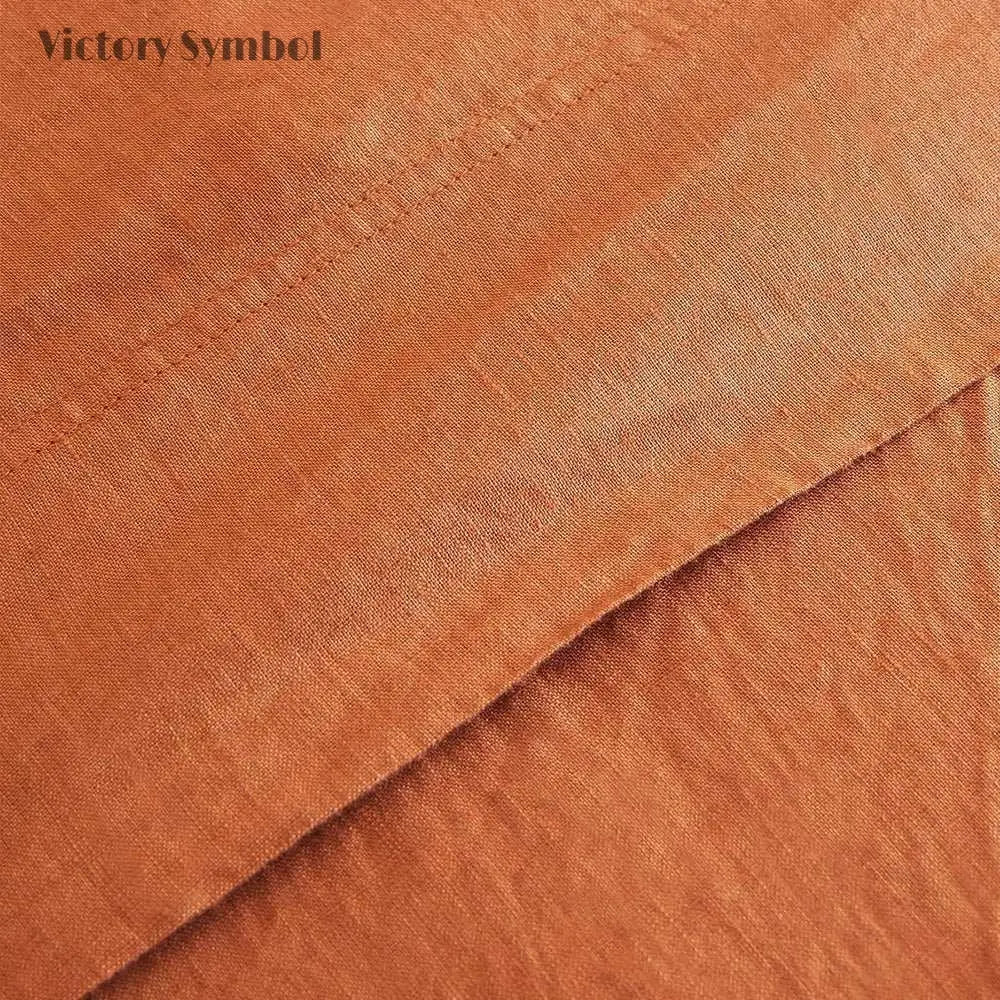 Caramel 100% Organic Linen Flat Sheet - Victory Symbol
