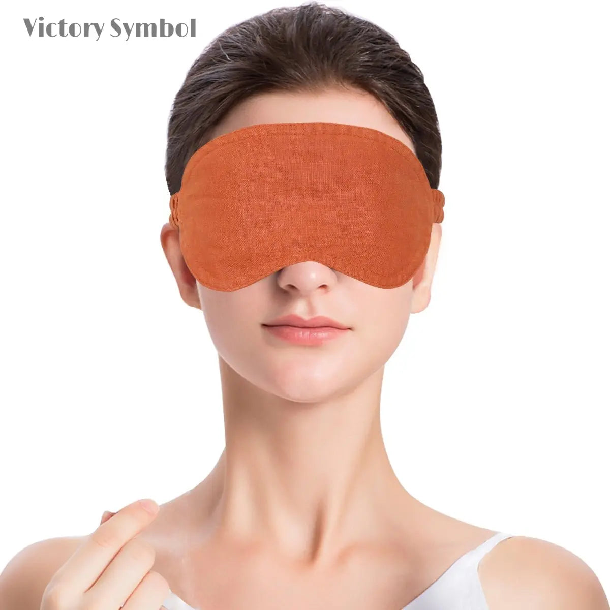 Caramel Colorblock 100% Organic Linen Eye Mask - Victory Symbol