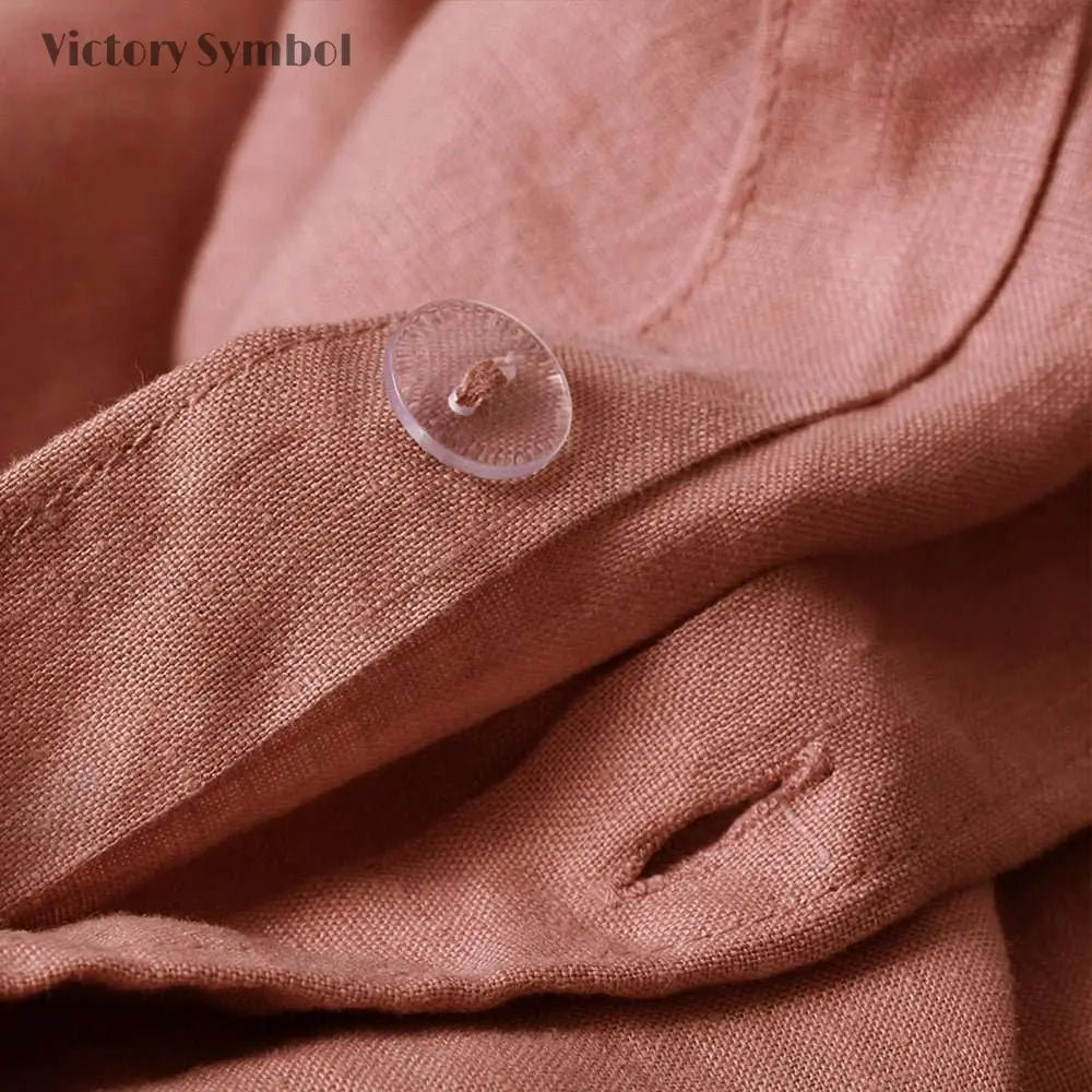 Clay Red 100% Organic Linen Duvet Cover(Only 1 Piece) - Victory Symbol