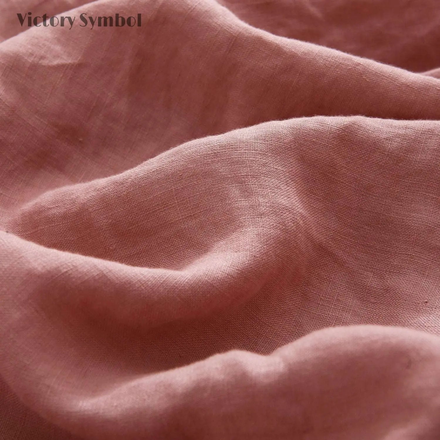 Clay Red 100% Organic Linen Sheets Set - Victory Symbol