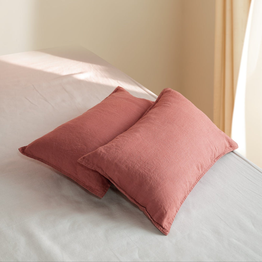 Clay Red 100% Organic Linen Lumbar Pillowcases-victory symbol