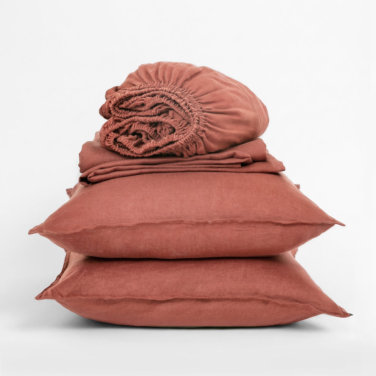 Clay Red 100% Organic Linen Sheets Set-Victory Symbol