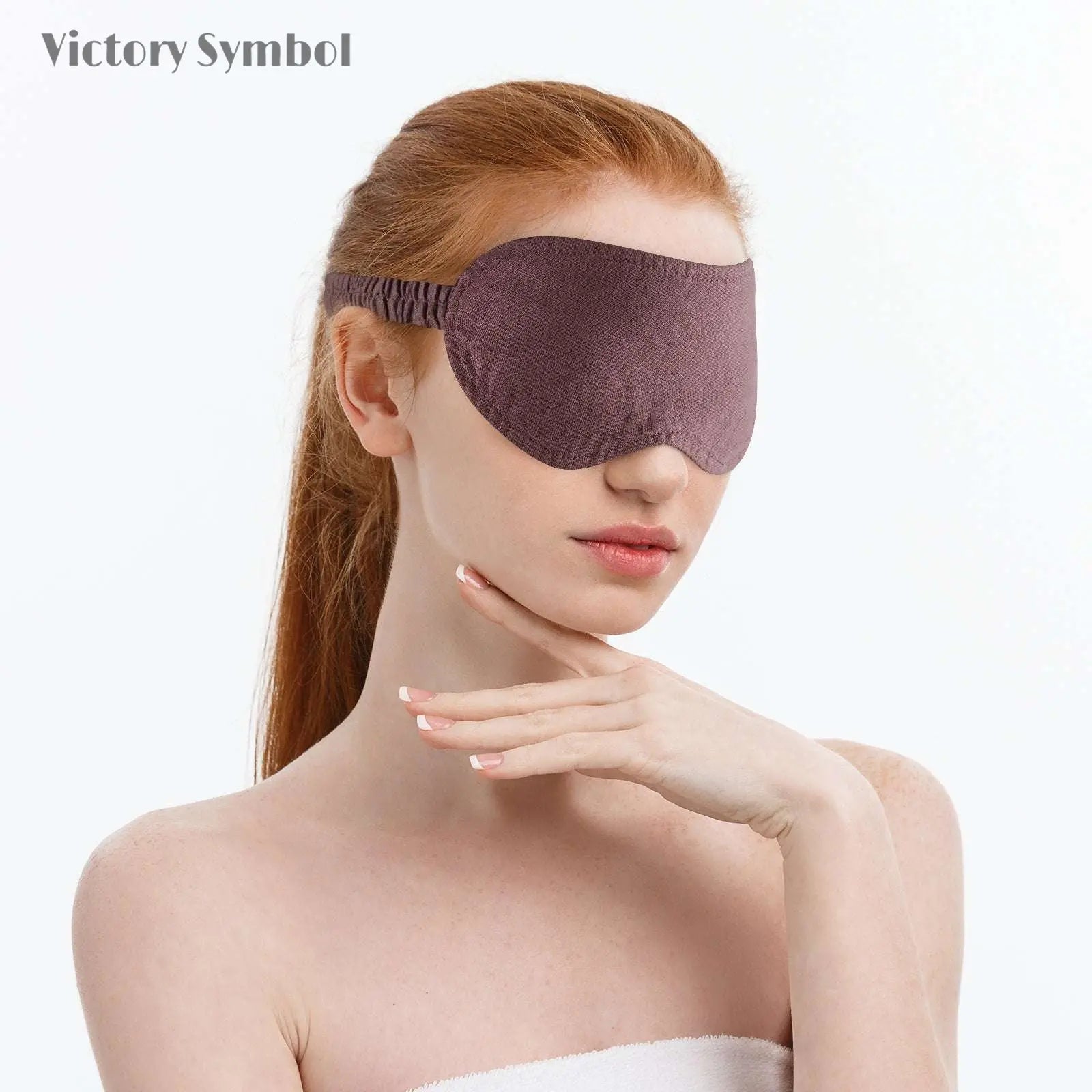Cocoa 100% Organic Linen Eye Mask-victory symbol