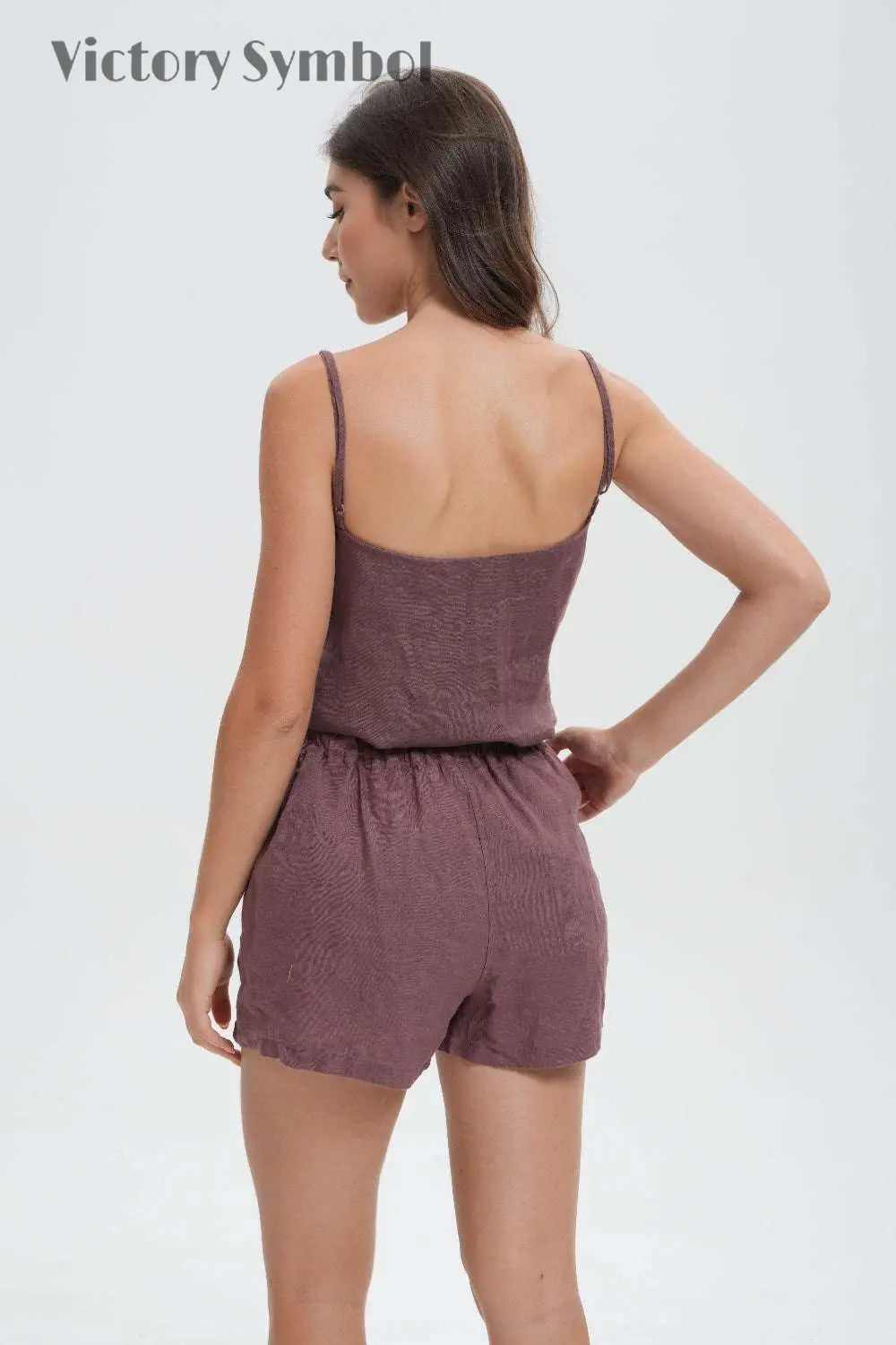 Cocoa Women's  100% Organic  Linen Shorts-victory symbol