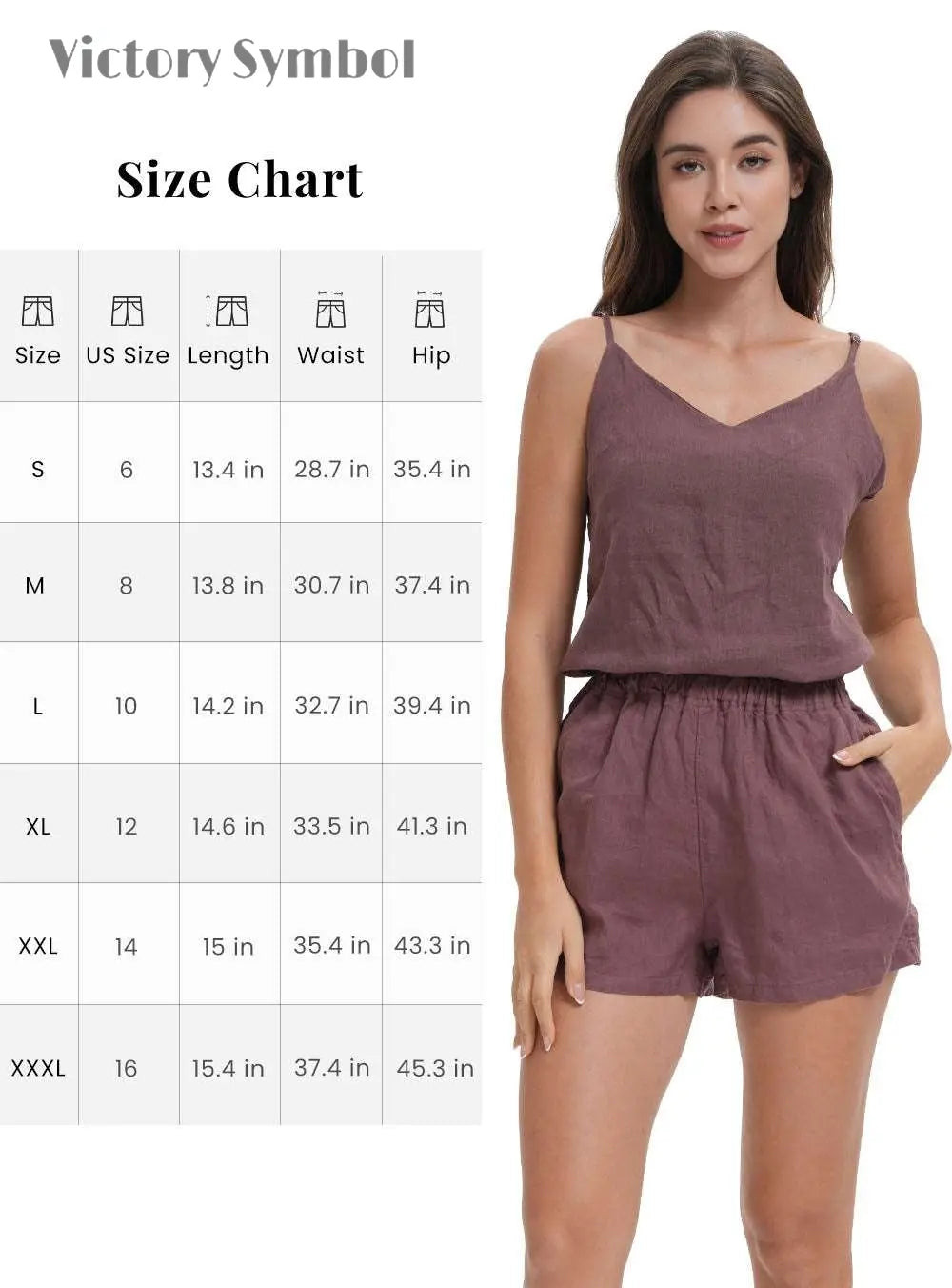 Cocoa Women's 100% Organic Linen Shorts - Victory Symbol