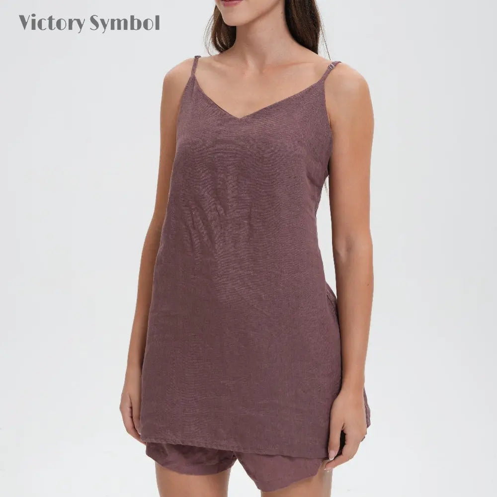 Cocoa Women's Linen Camisole Tank Top V - Neck Loose Casual Adjustable Strap - Victory Symbol