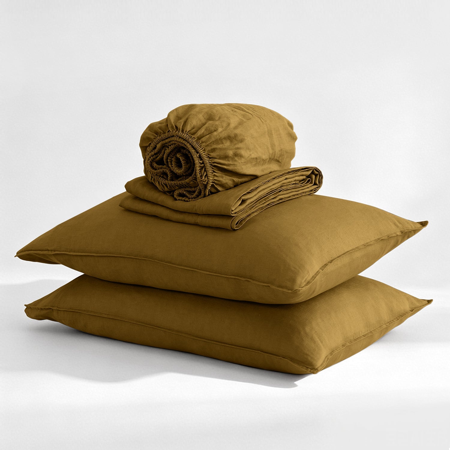 Dark Olive Green 100% Organic Linen Sheets Set-Victory Symbol