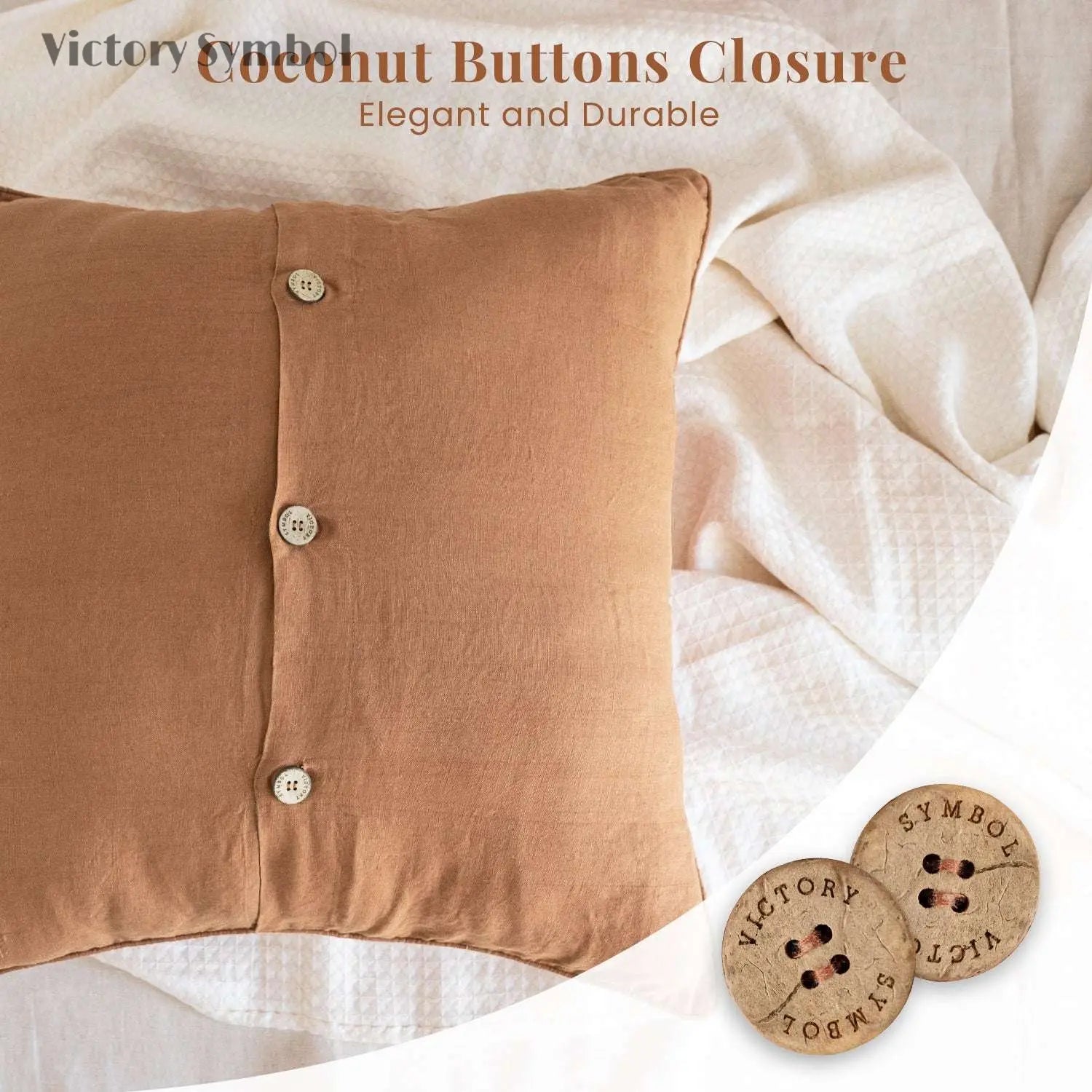Dusty Terracotta 100% Organic Linen Euro Pillowcases - Victory Symbol