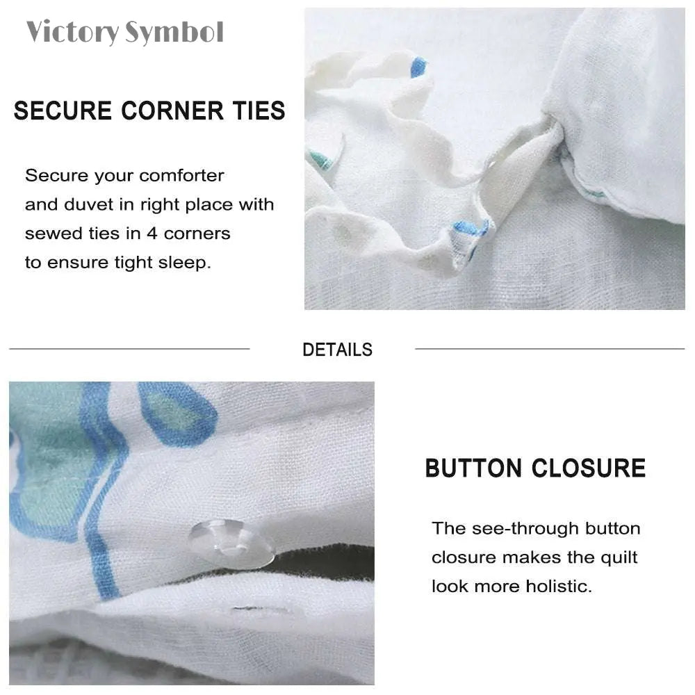 Garden Party Dream 100% Organic Linen Duvet Cover Set - Victory Symbol