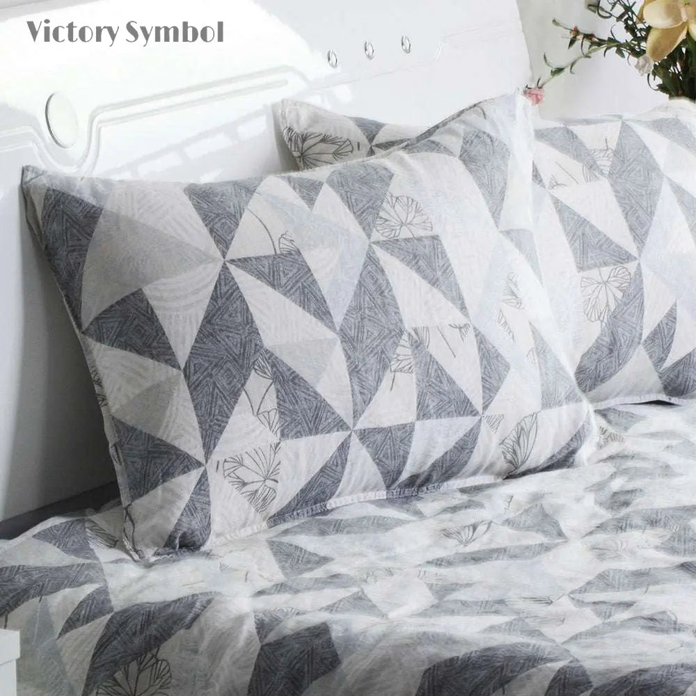 Geometric 100% Organic Linen Duvet Cover Set - Victory Symbol