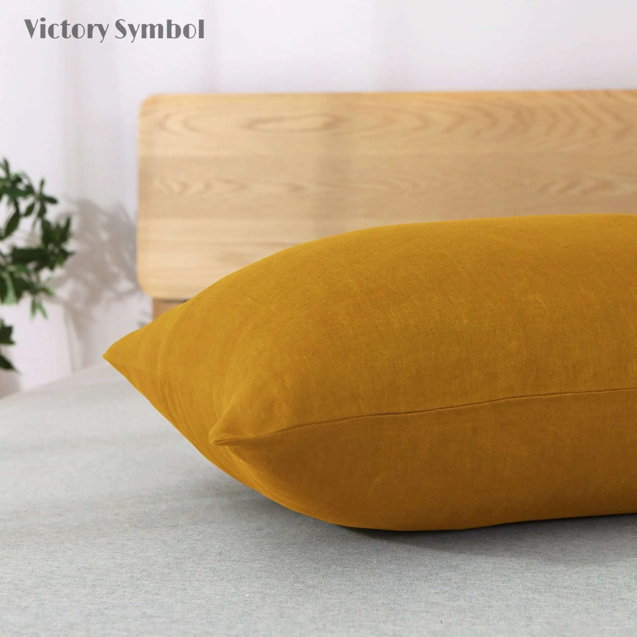 Ginger Yellow 100% Organic Linen Body Pillowcase - Victory Symbol