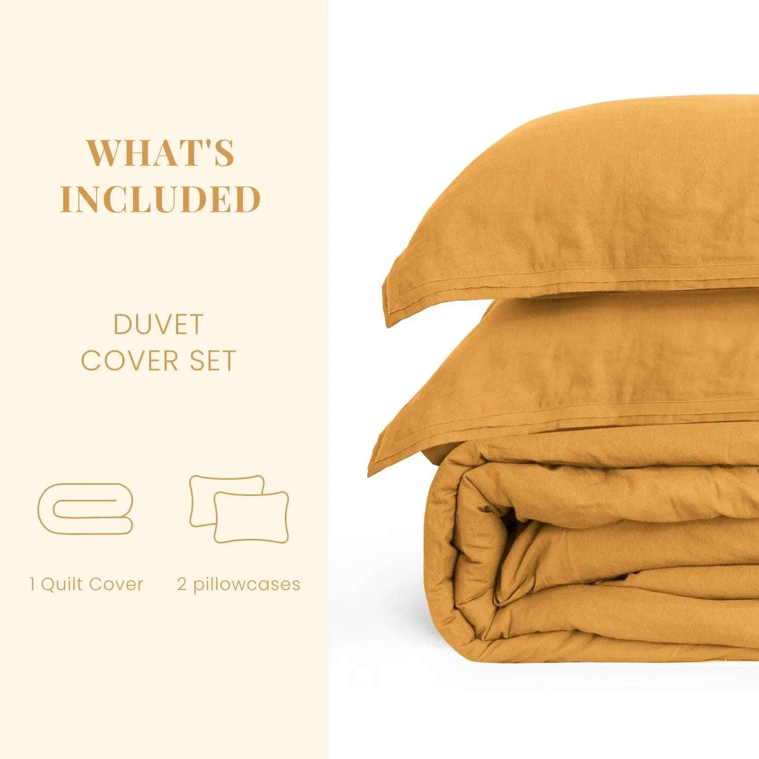 Ginger Yellow Linen Blend Duvet Cover Set-victory symbol