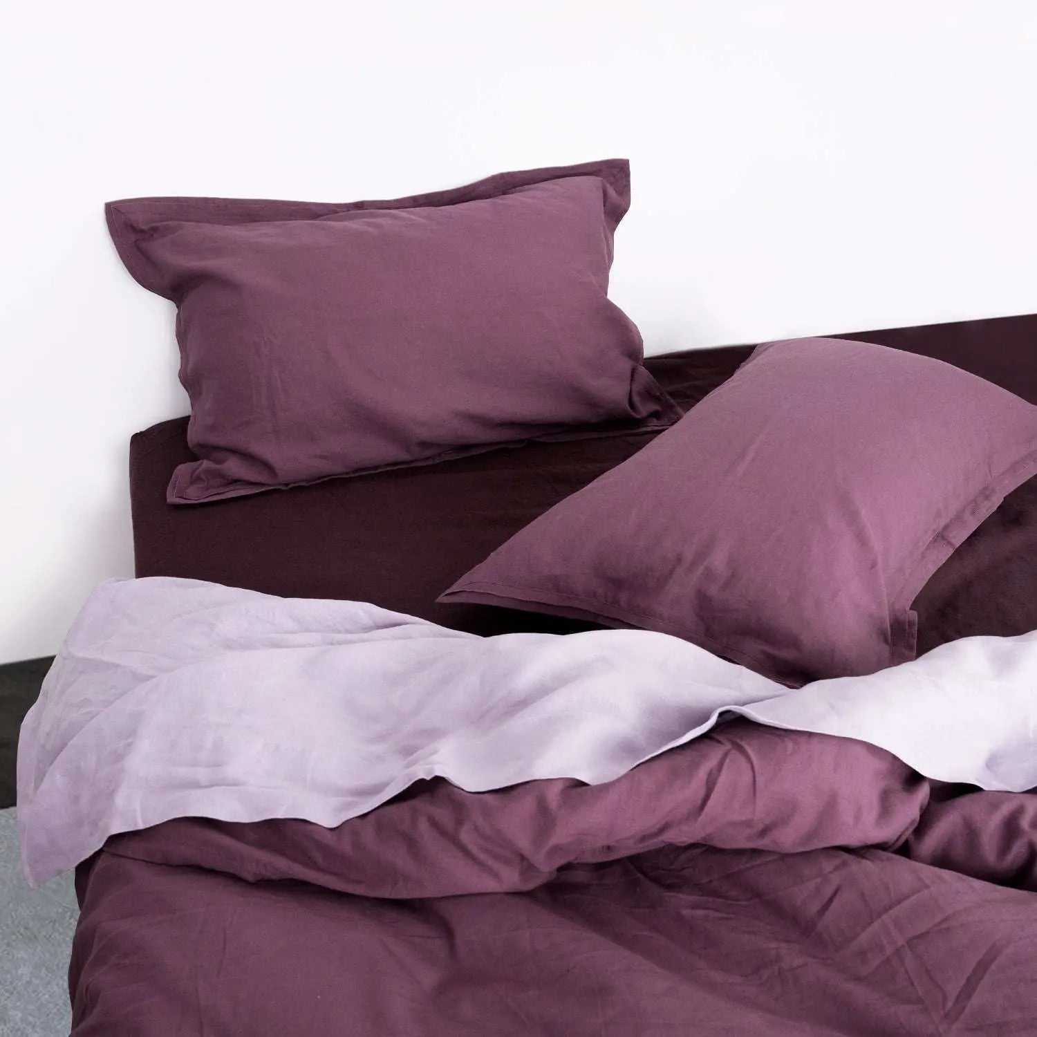Grape purple Linen Blend Duvet Cover Set-victory symbol