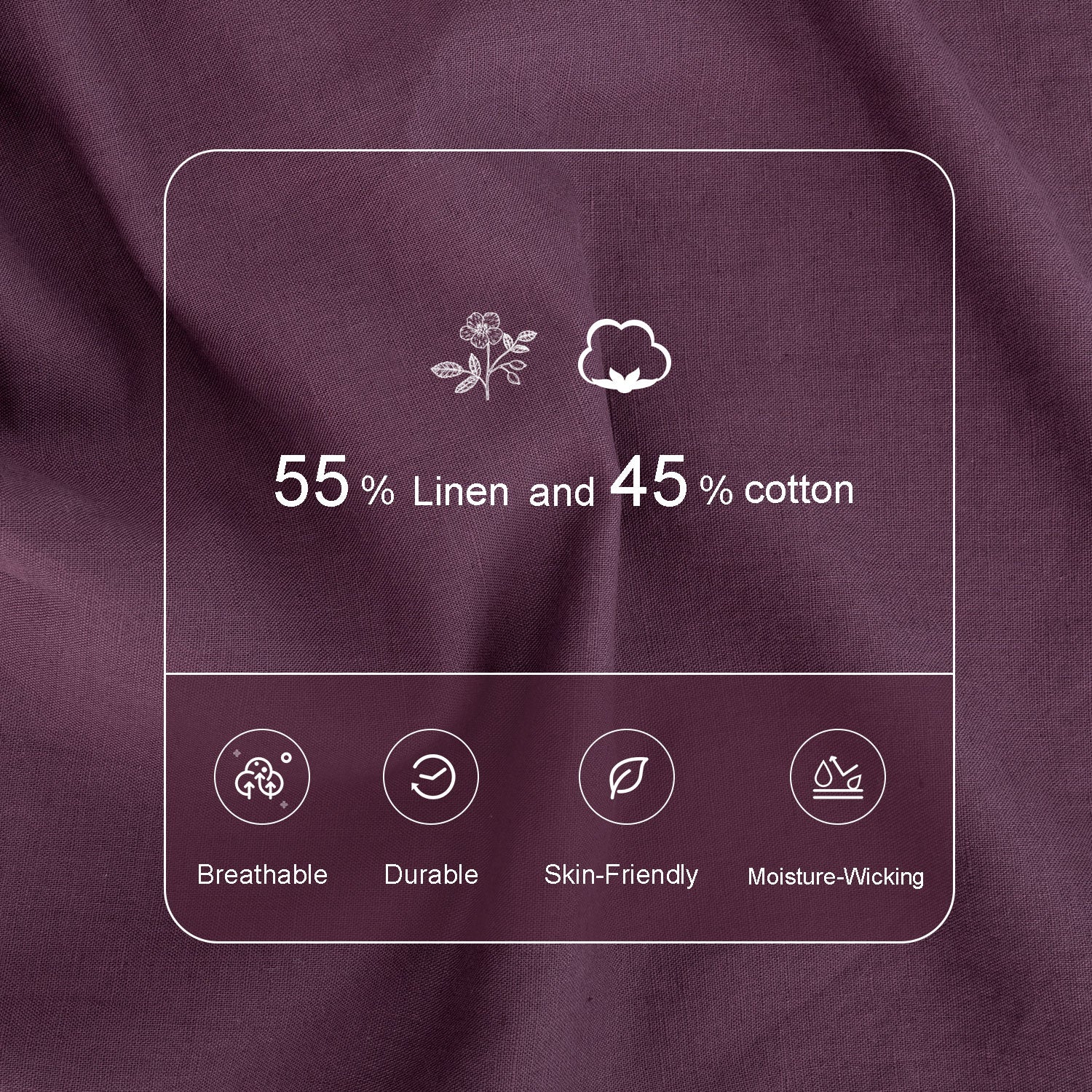 Grape purple Linen Blend Duvet Cover Set-victory symbol