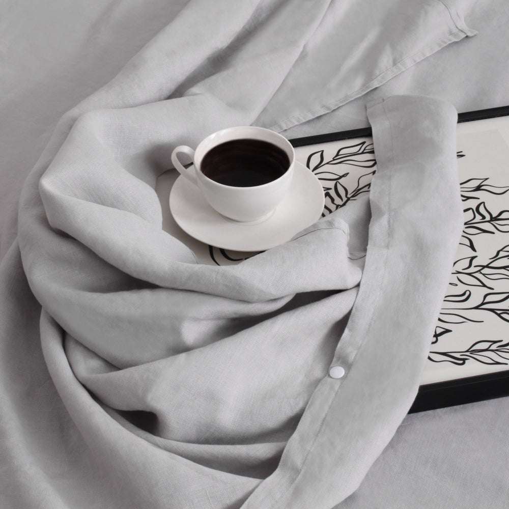 Gray 100% Linen Portable Bed Sheet-victory symbol
