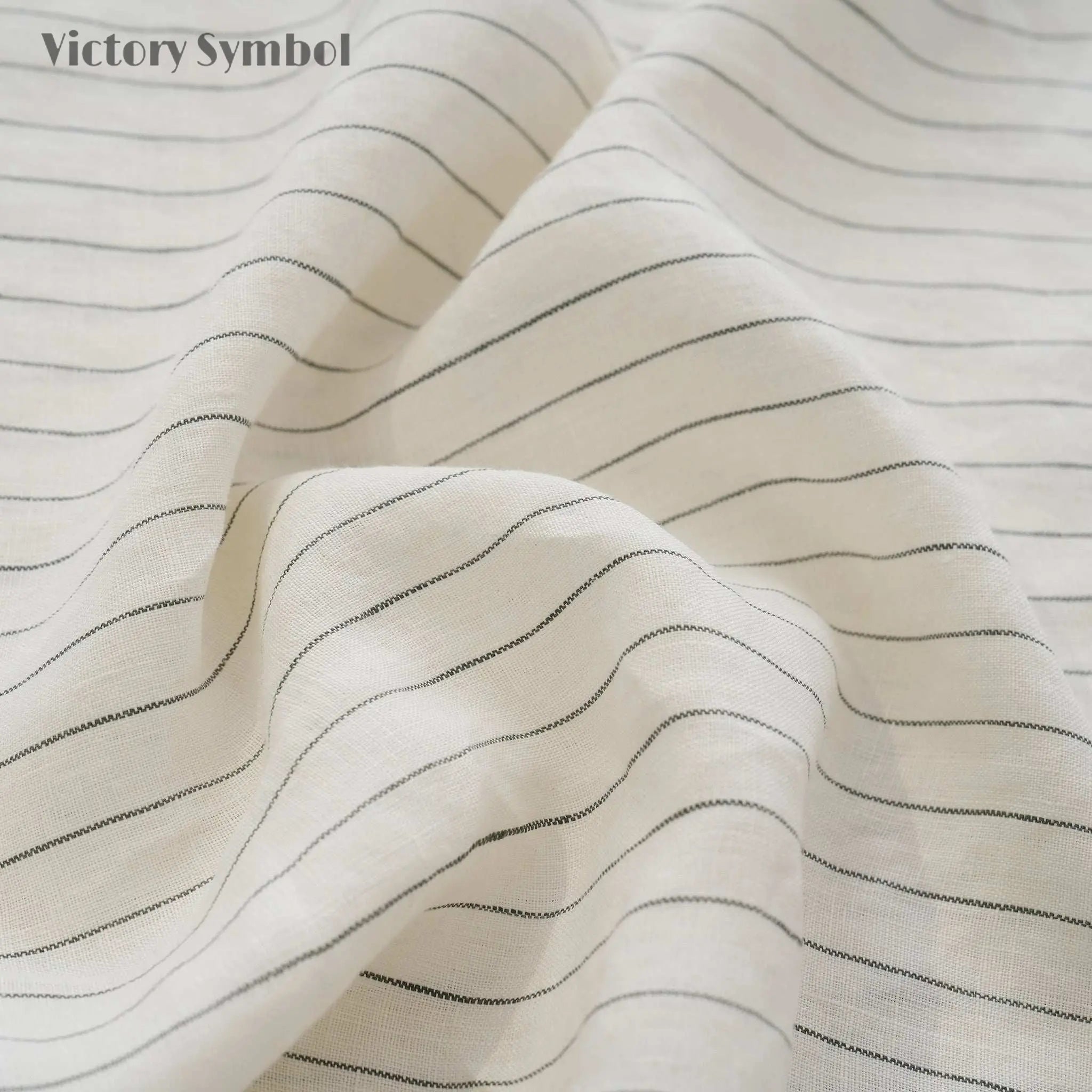 Green Pinstripe 100% Organic Linen Yarn Dyed Flat Sheet - Victory Symbol