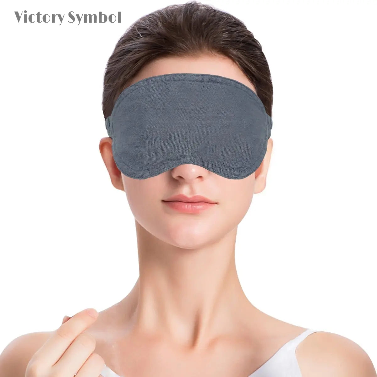 Grey Colorblock 100% Organic Linen Eye Mask - Victory Symbol