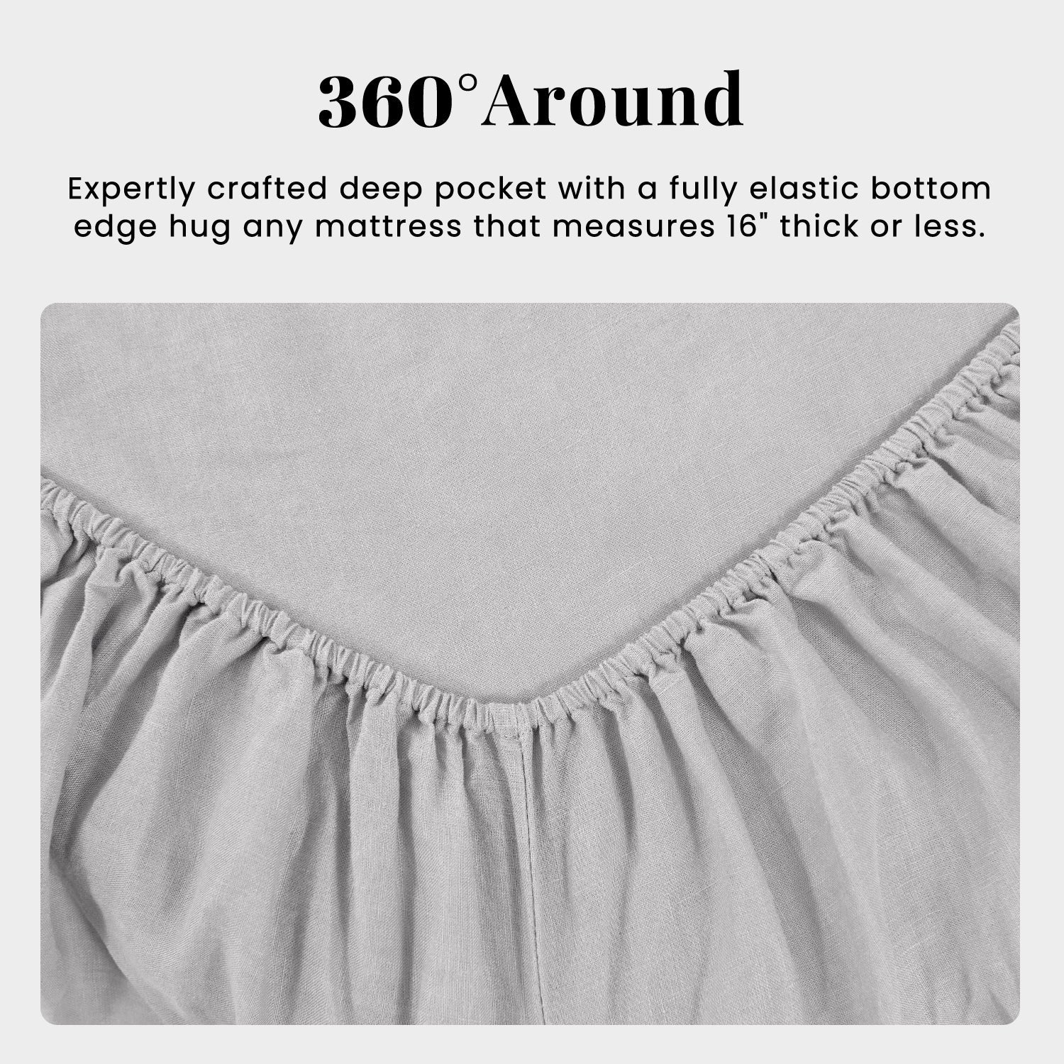 Grey 100% Organic Linen Fitted Sheet-Victory Symbol