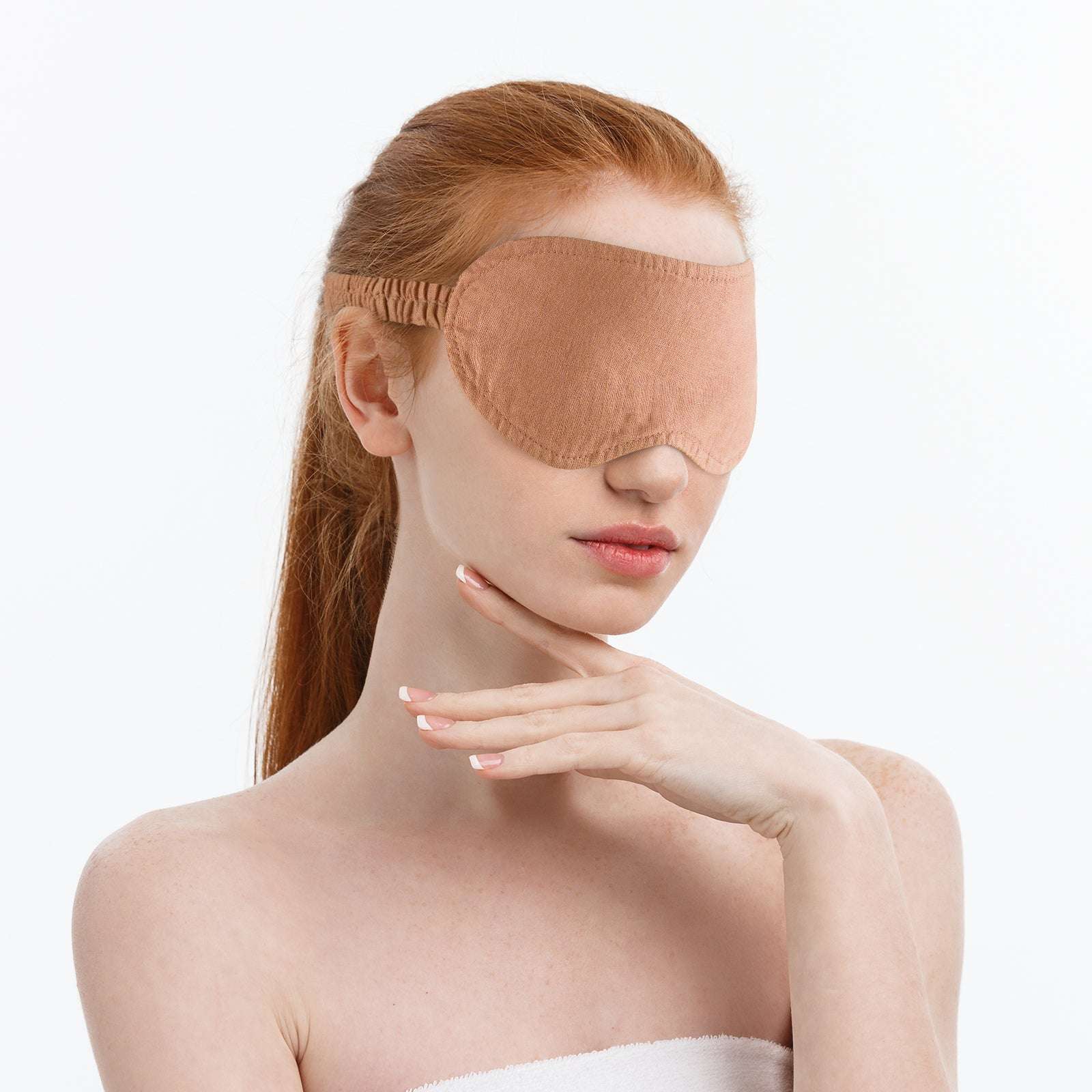 Hazelnut 100% Organic Linen Eye Mask-victory symbol