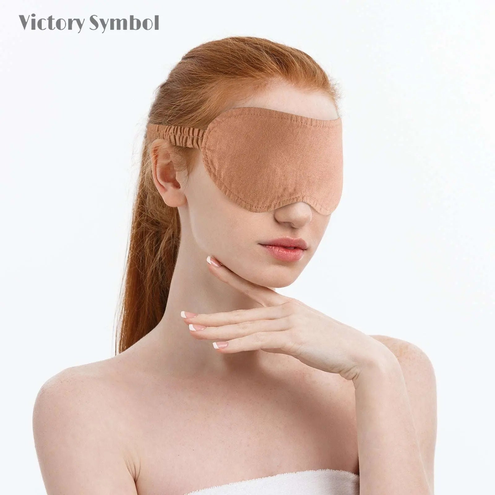 Hazelnut 100% Organic Linen Eye Mask-victory symbol