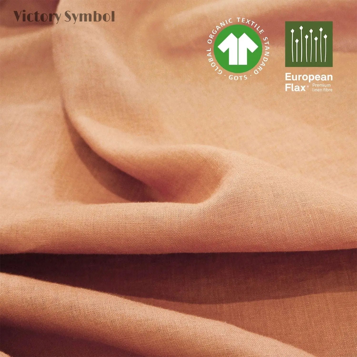 Hazelnut 100% Organic Linen Lumbar Pillowcases With Ruffles - Victory Symbol