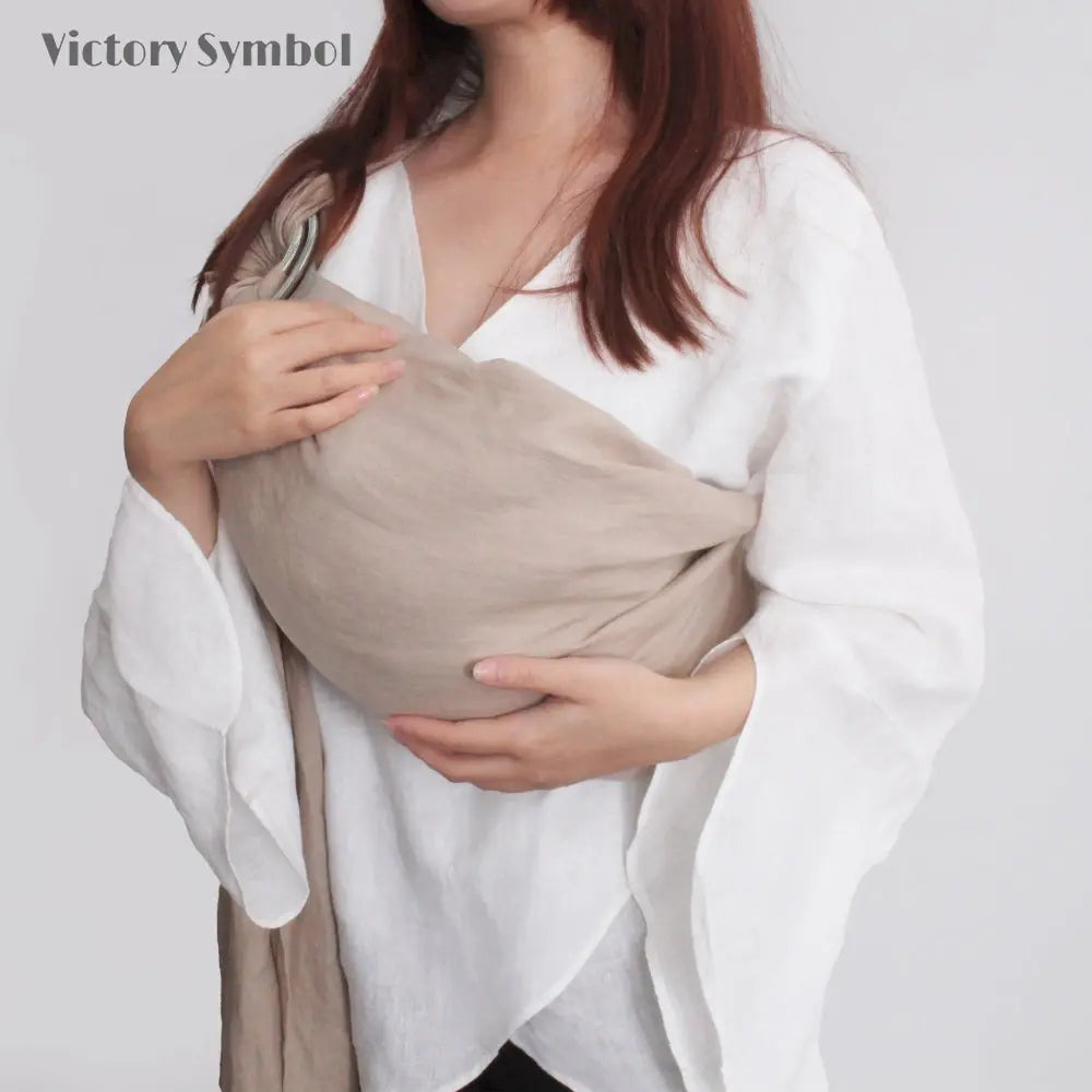 Khaki 100% Organic Linen Ring Sling-victory symbol