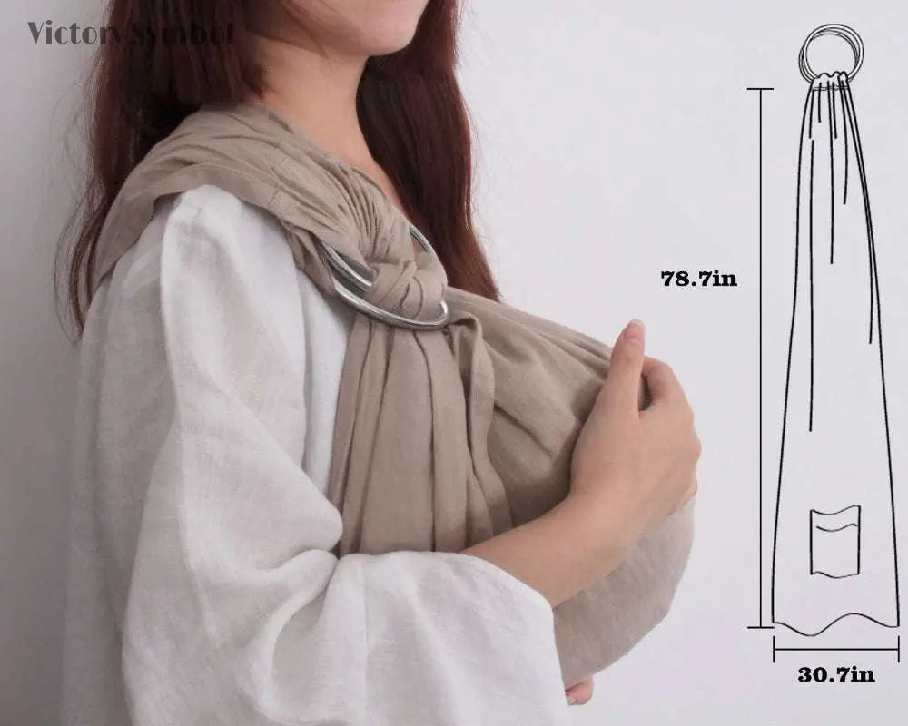 Khaki 100% Organic Linen Ring Sling-victory symbol