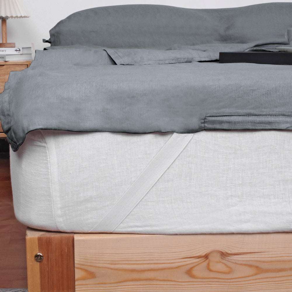 Light Gray 100% Linen Portable Bed Sheet-victory symbol