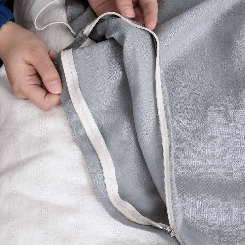 Light Gray 100% Linen Portable Bed Sheet-victory symbol