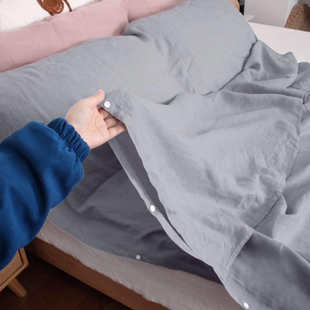 Light Gray 100% Linen Portable Bed Sheet-victory symbol