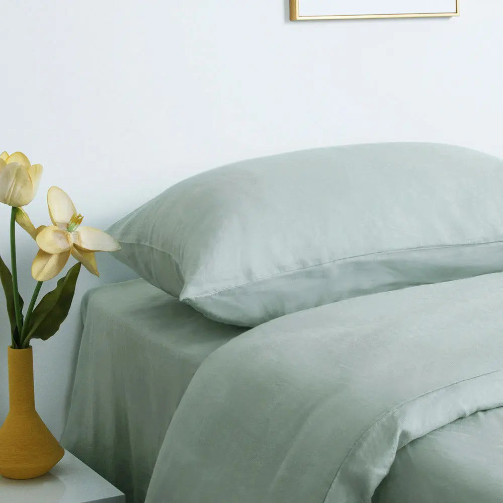 Light Green 100% Organic Linen Pillowcases-victory symbol
