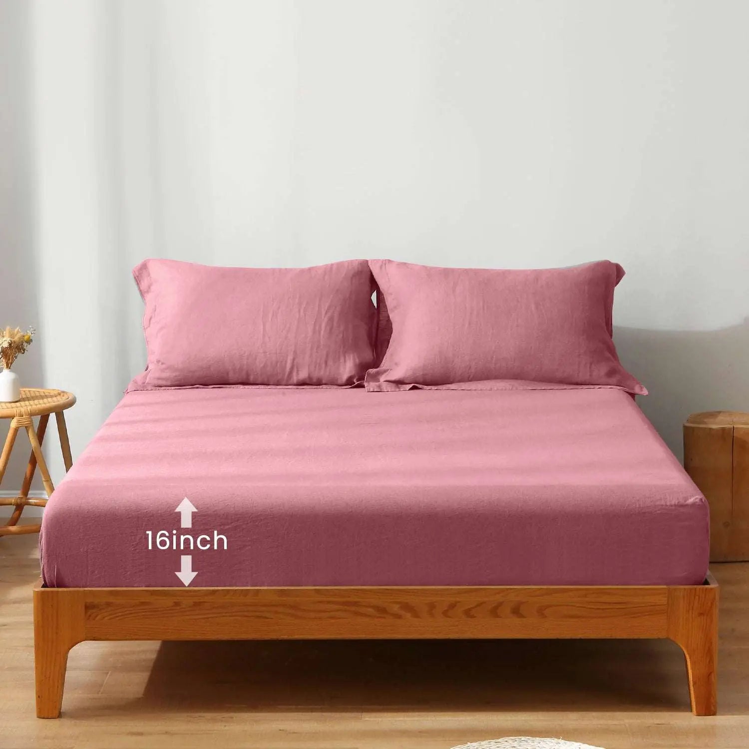 Light Plum 100% Organic Linen Sheets Set-victory symbol